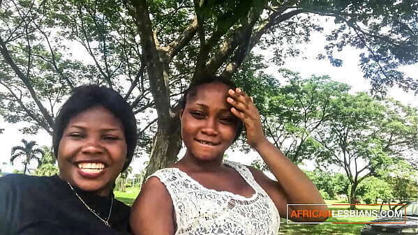 Horny black lesbians talking dirty outdoor park before