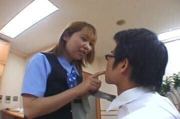 Japanese OL spitting in guy's tea