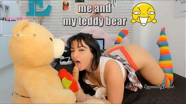 Roleplay sexy naughty student caught tape playing with teddy bear