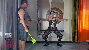 forced Punish dancer (Regina Noir). Choreographer training ballerina, undress spanking. Part