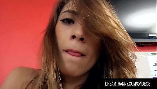 Breathtaking Trans Jaqueline Dark Shoves Dildo