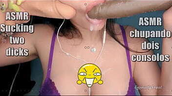 ASMR Sexy lips gorgeous girl sucking cocks swallowing load perfect blowjob
