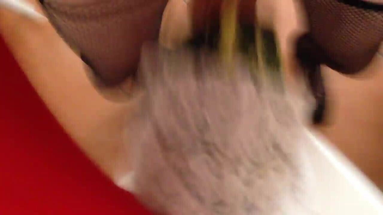 stocking covered marrow gets filled with cum ready for oven