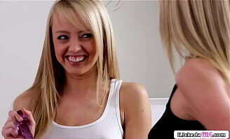 iLickedaGirl.com blonde lesbian fucks with dildo