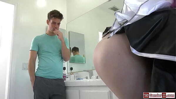 TSgenderX.com Trans maid Natalie Stone gets barebacked