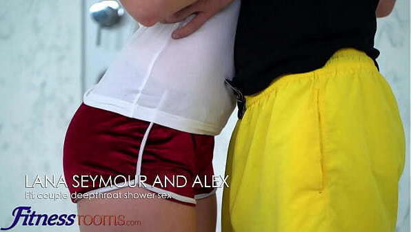 Fitness Rooms Beautiful brunette Lana Seymour deepthroat blowjob hard fuck public shower