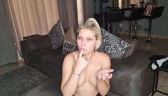 Half naked blonde instructing jerk your where