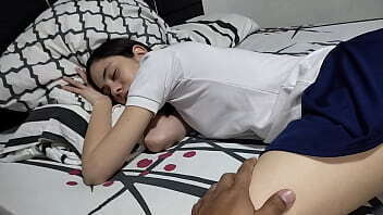 Stepfather fucks sch0olgirl stepdaughter when alone room