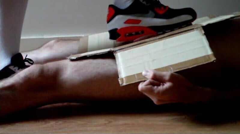 Cock & ball crushing under Nike Air Max 90 Infrared trainers