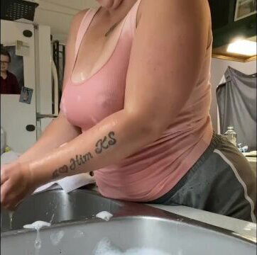 Dirty dishes soapy
