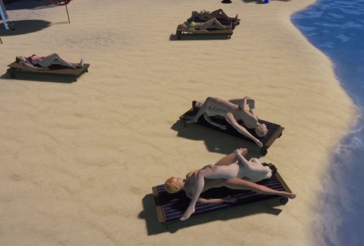 Lesbian Couple's Swap Girl Friend Scissoring Beach