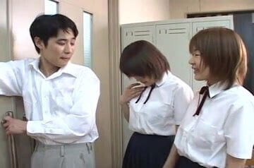 Japanese school girl spitting teacher