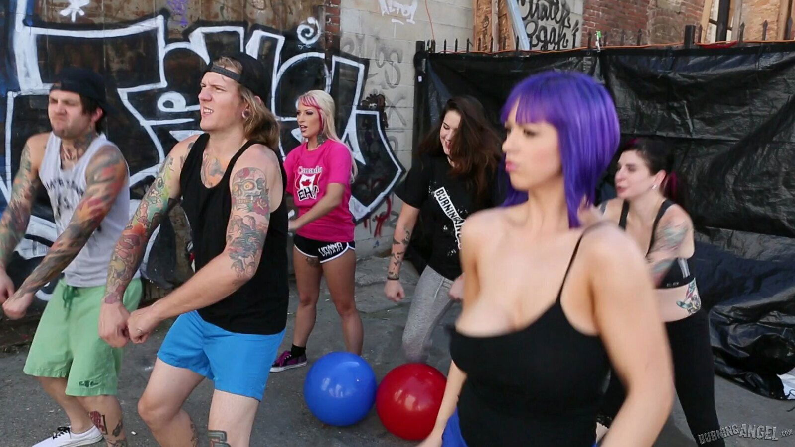 Outdoors interracial with flexible amateur Larkin Love