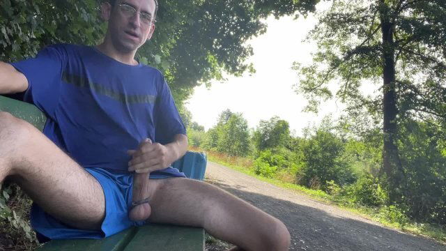 Großen Schwanz Öffentlicher Parkbank Wichsen wurde fast Erwischt