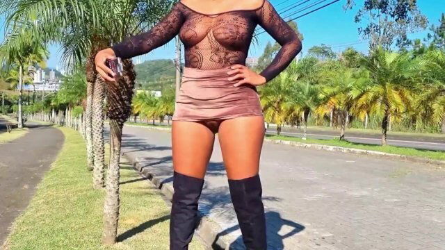 MICRO SKIRT SHEER BLOUSE UNDERWEAR WALKING AROUND