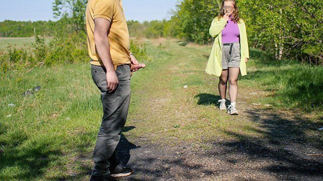 life exhibitionist stranger. Busty passer-by gets mouthful today.