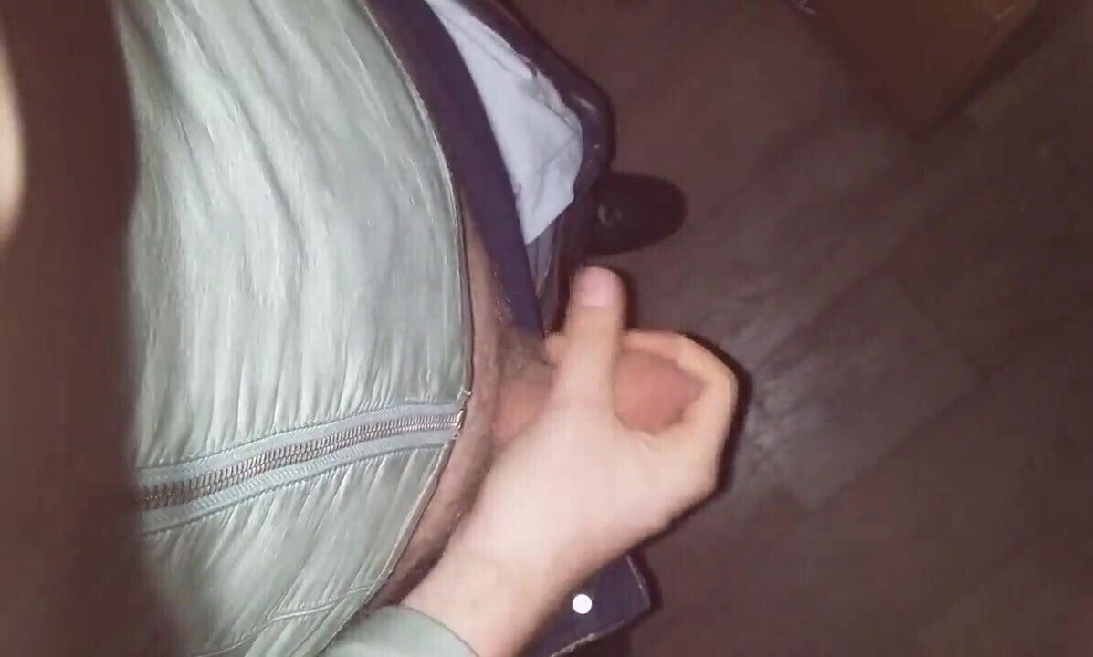 cumming in leather lady jacket