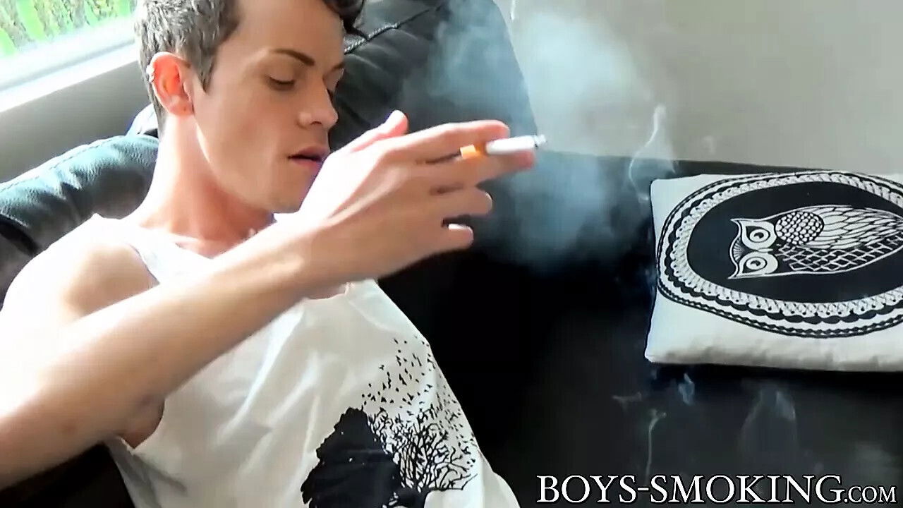 Handsome amateur Jack Diamond smokes cigars jerks