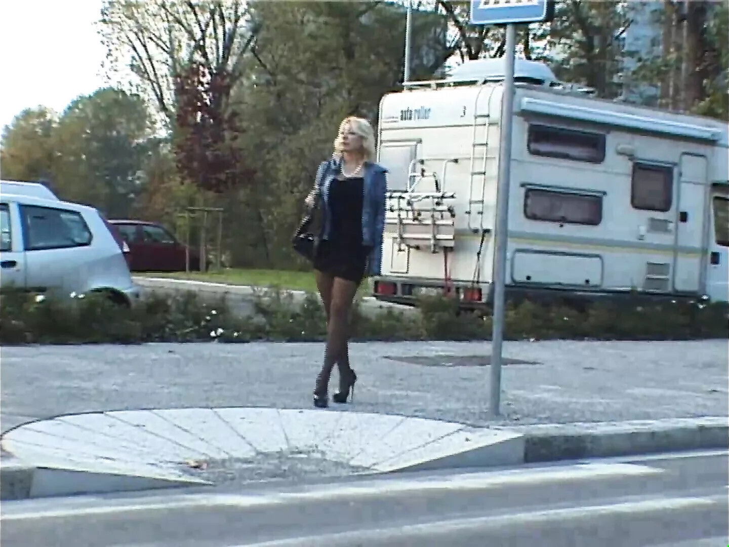 Busty bitch sucks cock!