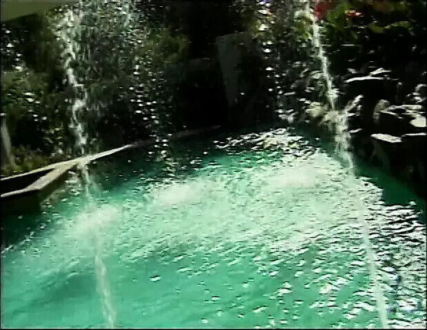 Sexy blonde lounges while getting pussy licked poolside