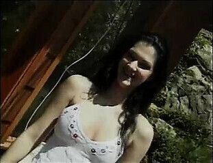 Horny cuttie bursts moans gets cunt banged hard outdoors