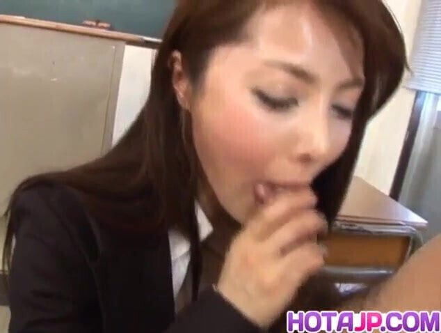 Mei Sawai Asian busty in office suit gives hot blowjob at sc