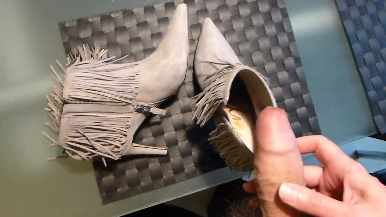 Cum in wifes grey ankle boot