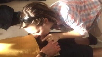 Hot blowjob on sexy wife