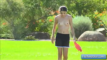 Cutie teen amateur girl Adria learn how to play golf and gets naked on the green grass