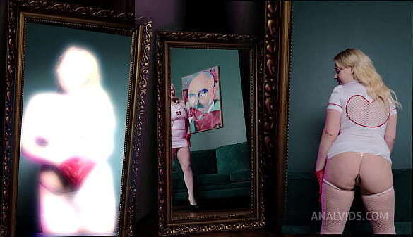 Chubby Albino Nicole Gets Orgasms! Double pussy slaps, spit, licking, hard NRX090