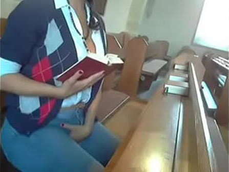 slut masturbates CHURCH!