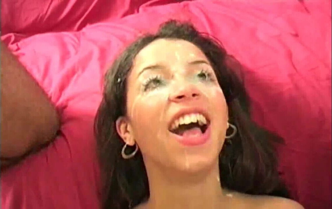 Cute girl gets a face full of cum