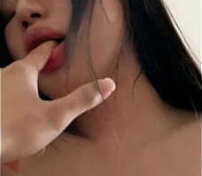 Vietnamese girlfriend in sexy lingerie moans loudly and gets a drink