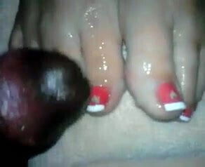 Mistress T Handjob Cum on Toes