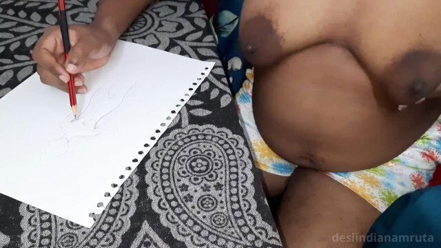 gets Orgasm when painting herself nude. With Pussy Rubbing..Desi Bhabhi Indian!!