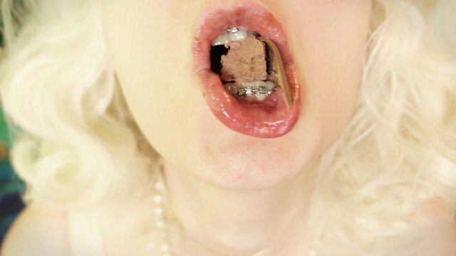 BRACES fetish ASMR video with great CHEWING SWALLOWING SOUNDS
