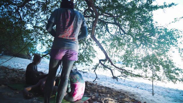 Alternative girls SHIBARI outdoor public kinbaku rope play action with tattooed TEENS bondage