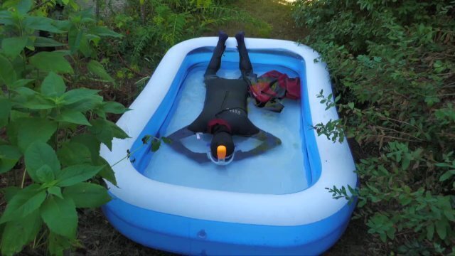 With Decathlon Divers mask Neopren Suit pool