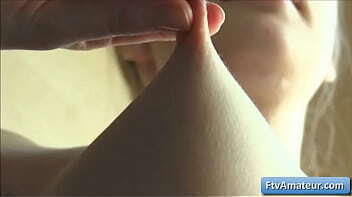 Sexy teen blonde amateur Alana play with her perky nipples and massage her natural boobs