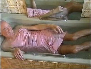 pink nightdress in the bath.