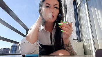 mistress smokes sexy blows smoke your face. After all, personal slave ashtray. Open your mouth take ashes spit. Dominatrix Nika excites slave, been chastity belt month.