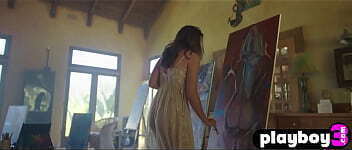 Amazing big ass teen Jessica Wall artist shows her curvy art after passion striptease