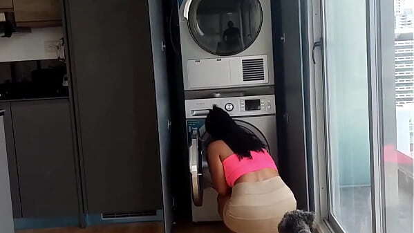 Latina stepmom stuck washer stepson fuck