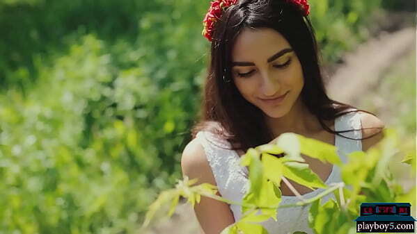 Petite Russian model Cira Nerri solo striptease eating strawberries with Playboy