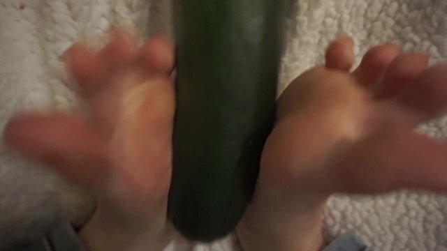 simulating footjob with huge zucchini virgin cute girl