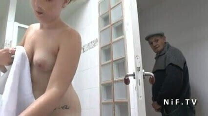 Pretty french teen fucked threeway with