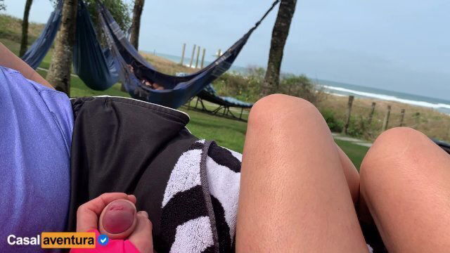 Crazy Handjob, people near! Real amateur