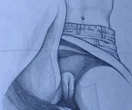 Female Doing Upskirt Public_Hand pencil drawing process