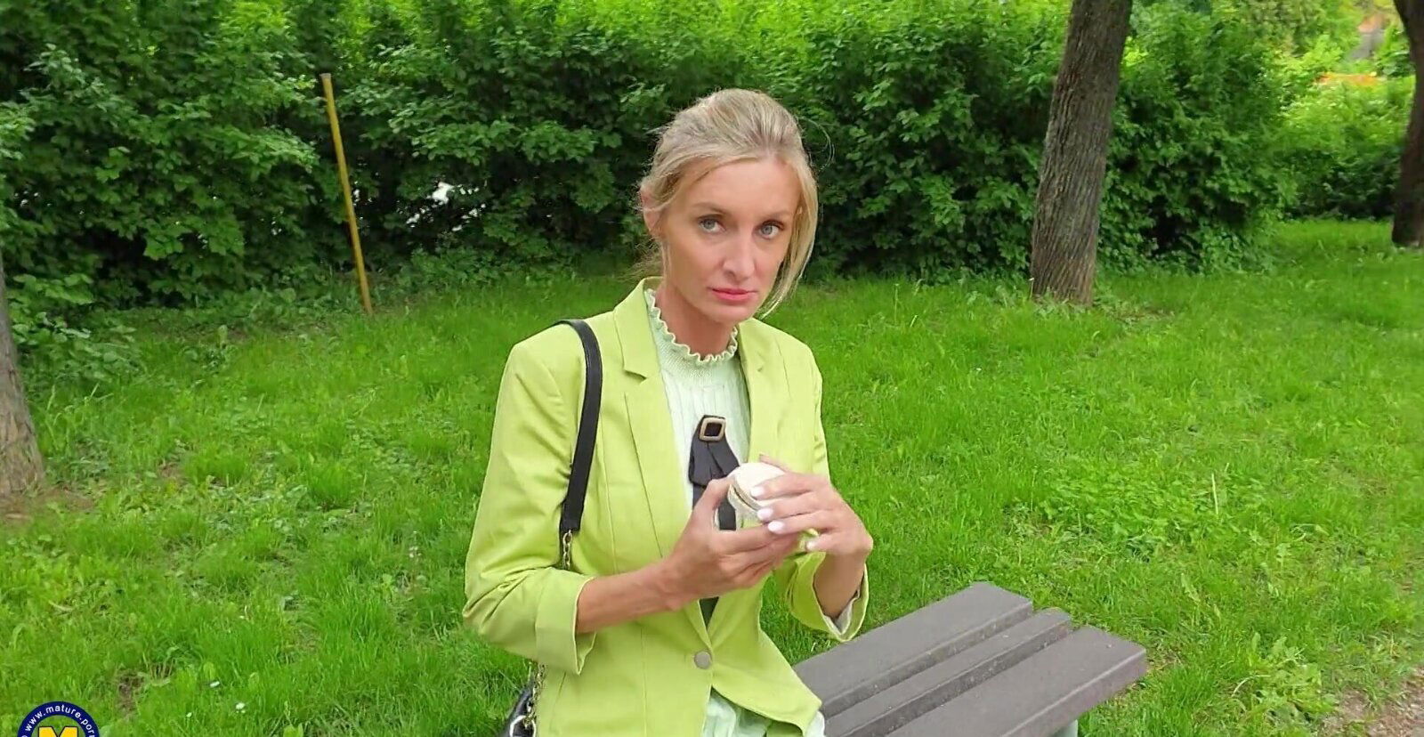 Mazzy Leggz wearing lingerie enjoys while fingering pussy