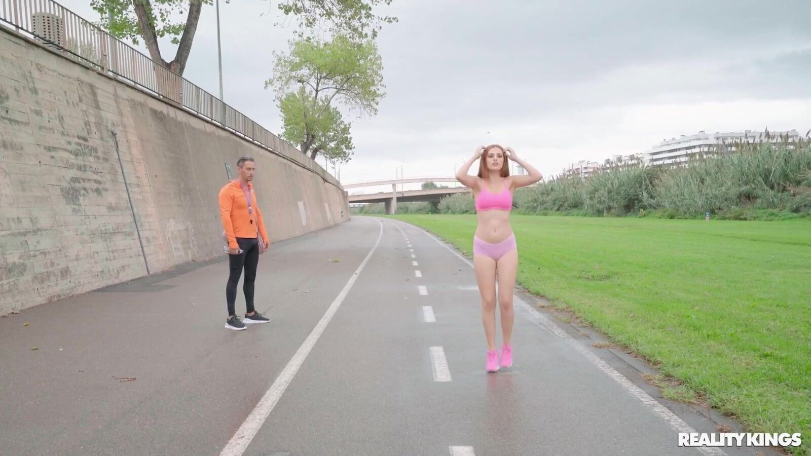 Beautiful redhead chick gets fucked personal trainer